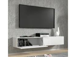 Petits-Meubles Móvel TV 2 portas Bali carroçaria em branco mate e frentes em branco brilhante 180cm^ Móvel De Tv