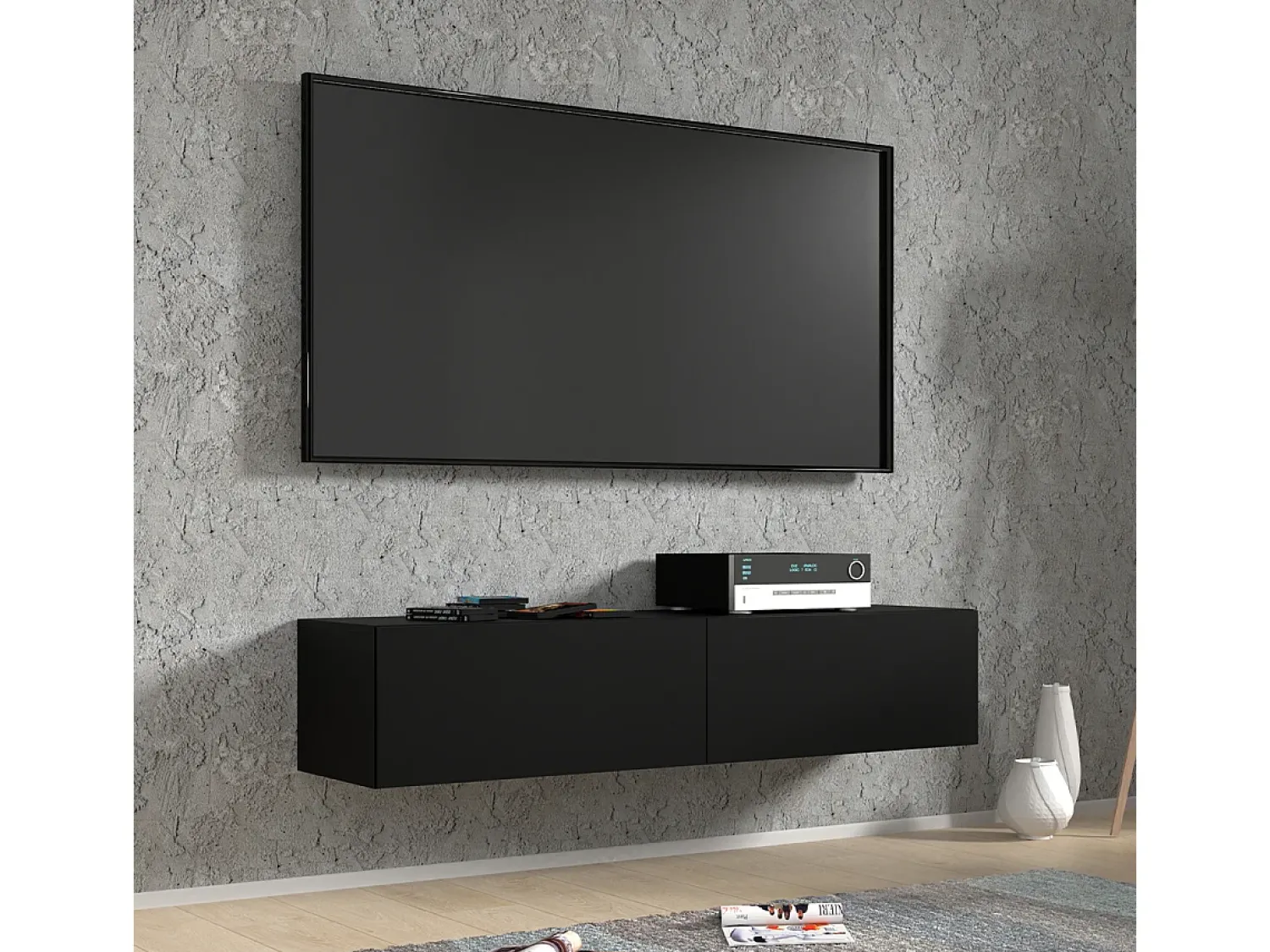 Móvel De Tv*Petits-Meubles Móvel TV 2 portas Bali mate 140cm Preto