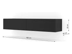 Petits-Meubles Móvel TV 2 portas Bali mate 160cm Preto