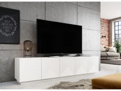 Hot Móvel TV 5 portas em madeira laminada 200x40 cm Branco