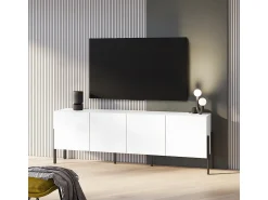 Best Petits-Meubles Móvel TV 4 portas Bérénice branco mate e 204cm Preto