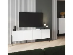 Best Petits-Meubles Móvel TV 4 portas Bérénice branco mate e 204cm Preto