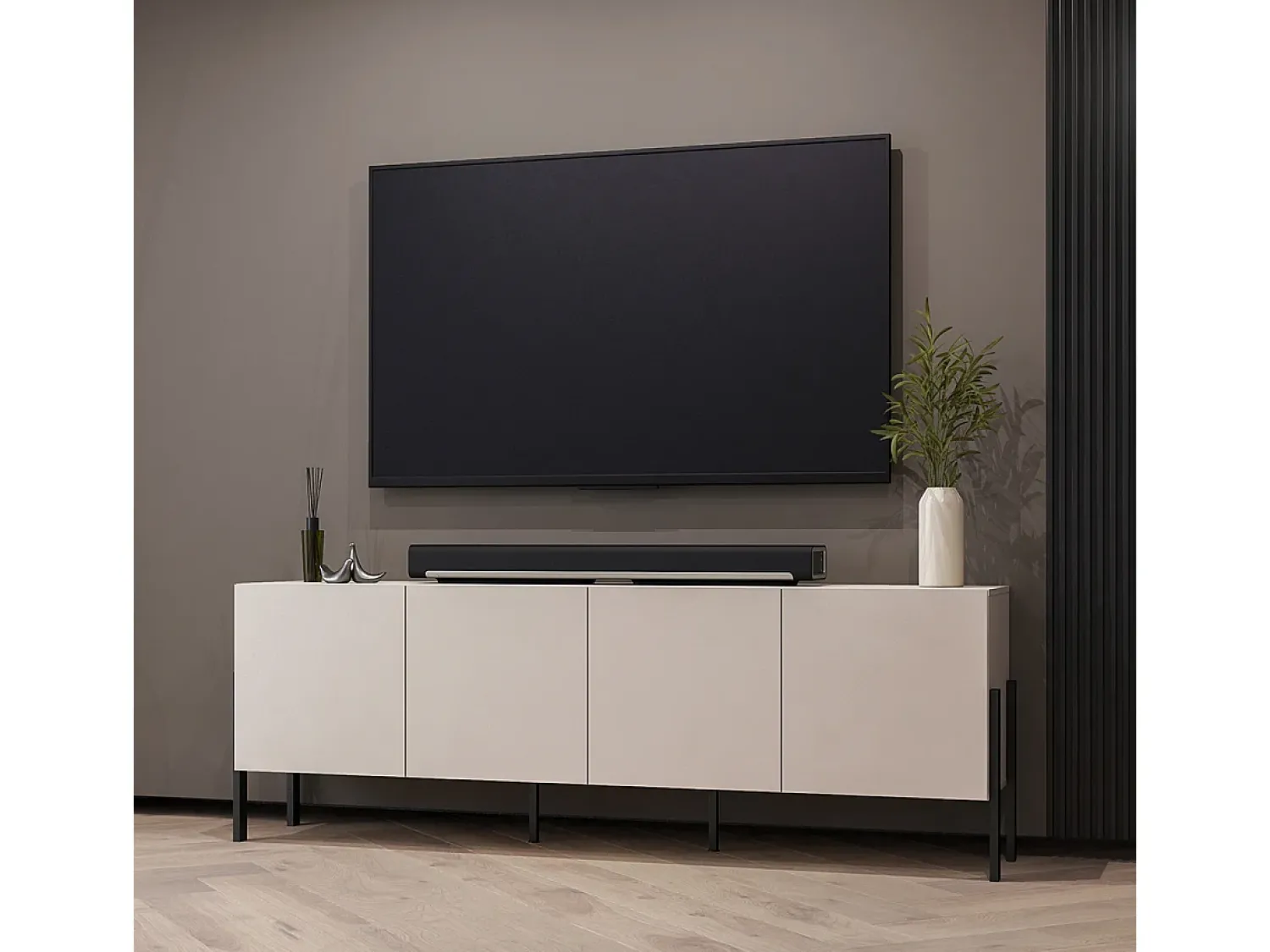 Petits-Meubles Móvel TV 4 portas Bérénice caxemira e preto 204cm^ Móvel De Tv