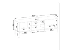 Móvel De Tv| Móvel TV 2 portas com LED integrado e Carvalho 154x56 cm Preto