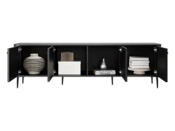 Móvel De Tv* Móvel TV 4 portas com pé metálico 187x51 cm Preto