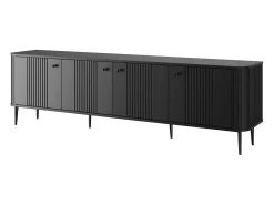 Móvel De Tv* Móvel TV 4 portas com pé metálico 187x51 cm Preto