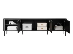 Best Móvel TV 3 portas com pé metálico 187x51 cm Preto