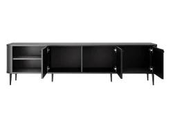 Best Móvel TV 3 portas com pé metálico 187x51 cm Preto