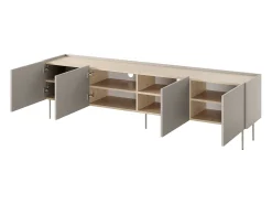 Móvel TV 4 portas com pé metálico 220x60 cm^ Móvel De Tv