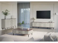Best Móvel TV 4 portas com pé metálico 187x51 cm Bege