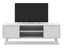 Calicosy Móvel TV 2 portas com prateleiras abertas 140x53 cm Branco