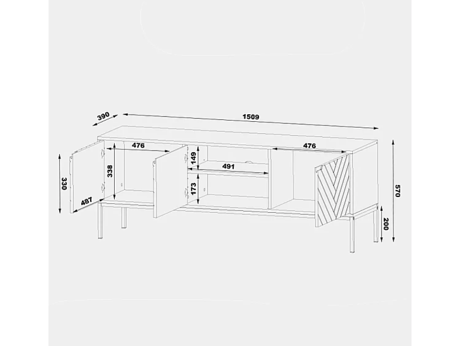 Móvel De Tv|Petits-Meubles Móvel TV 3 portas Daria 151cm Branco