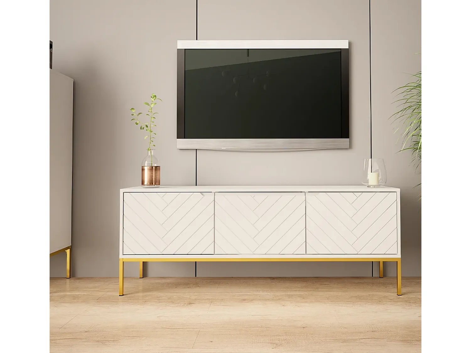 Móvel De Tv|Petits-Meubles Móvel TV 3 portas Daria 151cm Branco