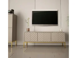Móvel De Tv*Petits-Meubles Móvel TV 3 portas Daria caxemira 151cm Bege