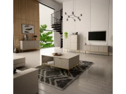 Móvel De Tv*Petits-Meubles Móvel TV 3 portas Daria caxemira 151cm Bege