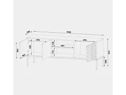 Móvel De Tv|Petits-Meubles Móvel TV 3 portas Daria 151cm Preto