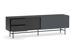 Teulat Móvel TV 2 portas e 2 gavetas pé ferro lacado preto 180x56 cm^ Móvel De Tv
