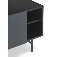 Teulat Móvel TV 2 portas e 2 gavetas pé ferro lacado preto 180x56 cm^ Móvel De Tv