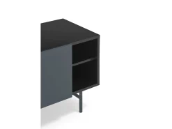 Teulat Móvel TV 2 portas e 2 gavetas pé ferro lacado preto 180x56 cm^ Móvel De Tv