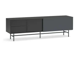 Teulat Móvel TV 2 portas e 2 gavetas pé ferro lacado preto 180x56 cm^ Móvel De Tv