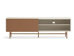 Teulat Móvel TV 2 portas e 2 gavetas pé ferro lacado areia 180x56 cm^ Móvel De Tv