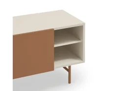 Teulat Móvel TV 2 portas e 2 gavetas pé ferro lacado areia 180x56 cm^ Móvel De Tv