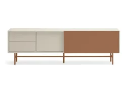 Teulat Móvel TV 2 portas e 2 gavetas pé ferro lacado areia 180x56 cm^ Móvel De Tv