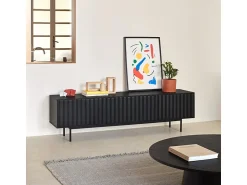 Móvel De Tv*Teulat Móvel TV 2 portas e aba preta 180x40 cm Preto