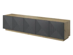 Móvel De Tv* Móvel TV 5 portas em madeira laminada 200x40 cm Cinzento