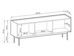 Móvel De Tv| Móvel TV 3 portas em madeira laminada 144x55 cm Vermelho