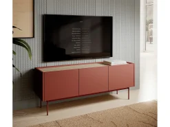 Móvel De Tv| Móvel TV 3 portas em madeira laminada 144x55 cm Vermelho