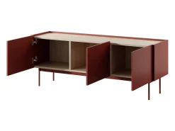 Móvel De Tv| Móvel TV 3 portas em madeira laminada 144x55 cm Vermelho
