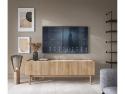 Móvel TV 3 portas em madeira laminada 144x48 cm^ Móvel De Tv