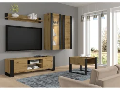 Furnlux Móvel TV 2 portas Gani madeira e preto mate 158cm^ Móvel De Tv