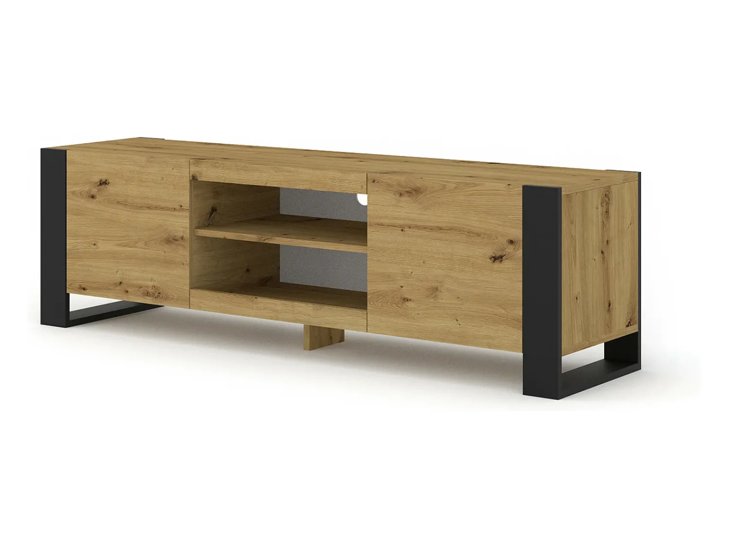 Furnlux Móvel TV 2 portas Gani madeira e preto mate 158cm^ Móvel De Tv