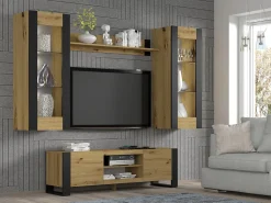 Furnlux Móvel TV 2 portas Gani madeira e preto mate 158cm^ Móvel De Tv