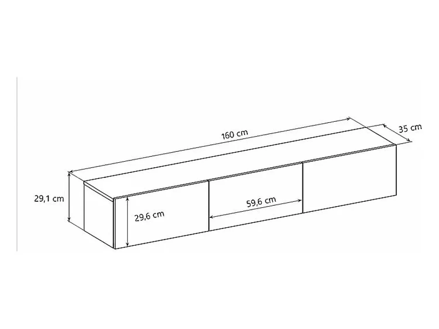 Móvel De Tv*Petits-Meubles Móvel TV 3 portas Idao 160cm Branco