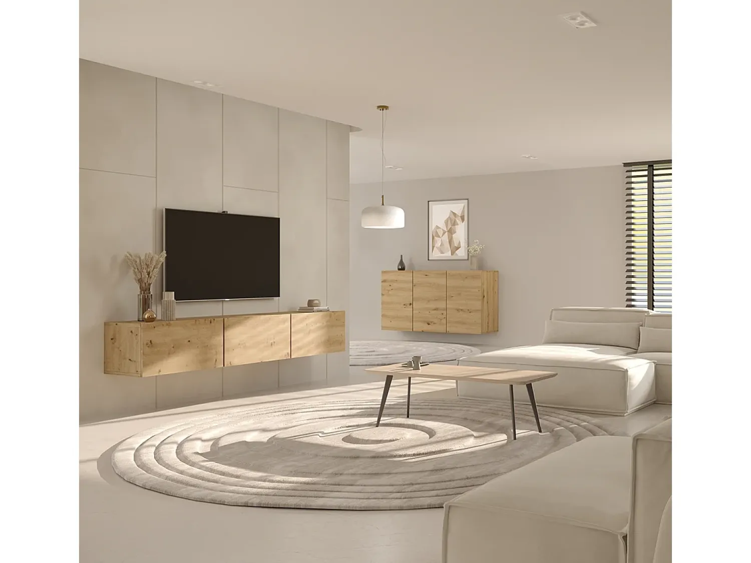 Petits-Meubles Móvel TV 3 portas Idao madeira clara 160cm^ Móvel De Tv