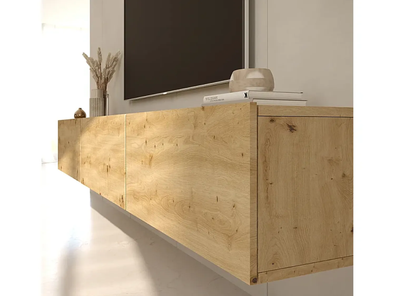 Petits-Meubles Móvel TV 3 portas Idao madeira clara 160cm^ Móvel De Tv