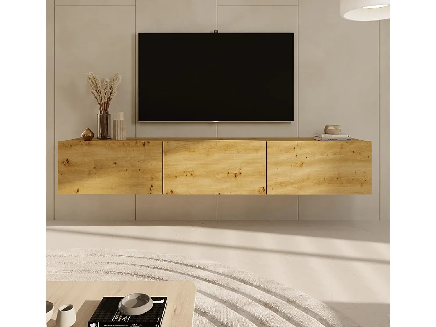 Petits-Meubles Móvel TV 3 portas Idao madeira clara 160cm^ Móvel De Tv