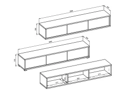 Móvel De Tv*Petits-Meubles Móvel TV 3 portas Idra e madeira 180cm Cinzento