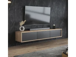 Móvel De Tv*Petits-Meubles Móvel TV 3 portas Idra e madeira 180cm Cinzento