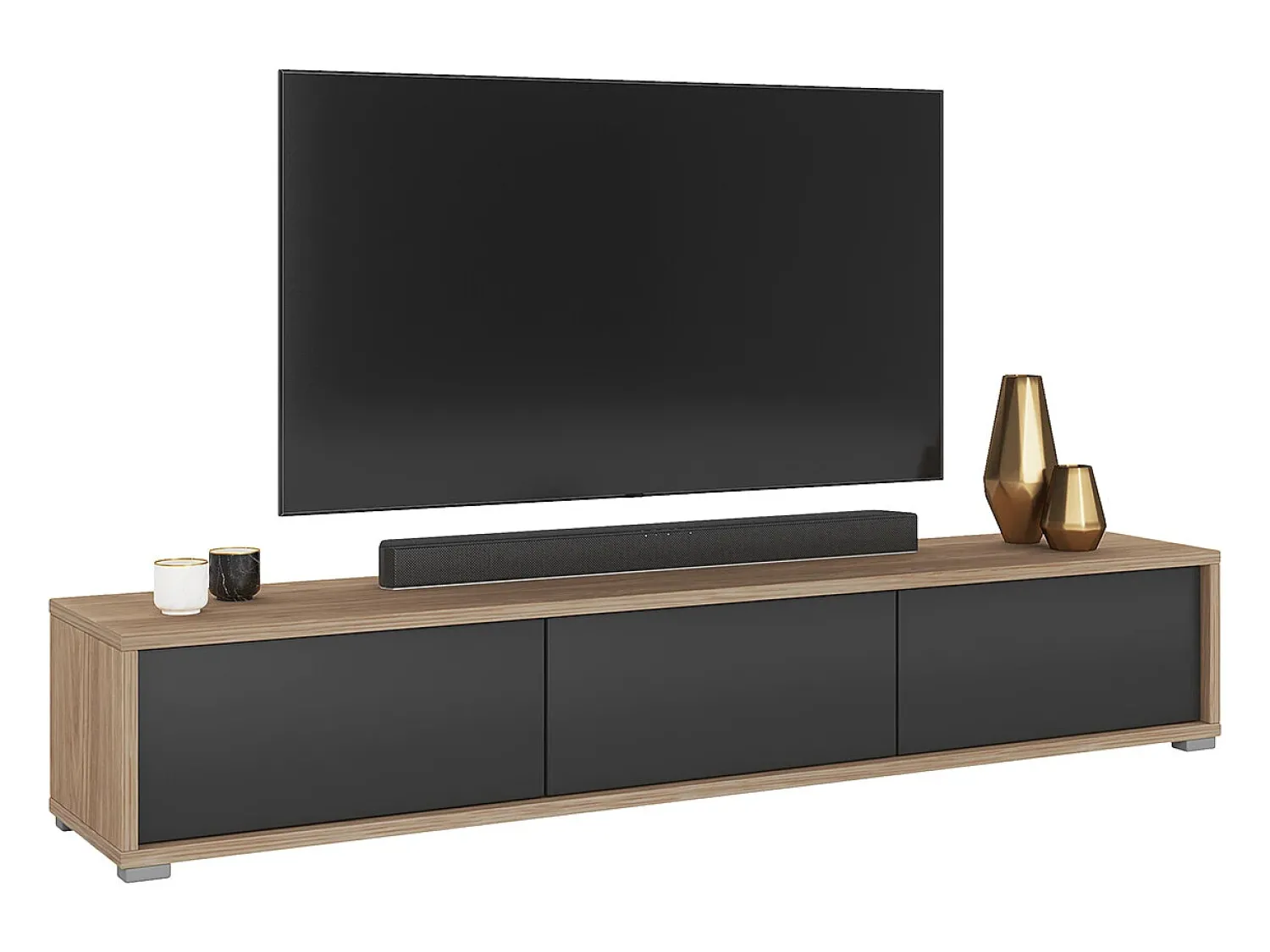 Móvel De Tv*Petits-Meubles Móvel TV 3 portas Idra e madeira 180cm Cinzento