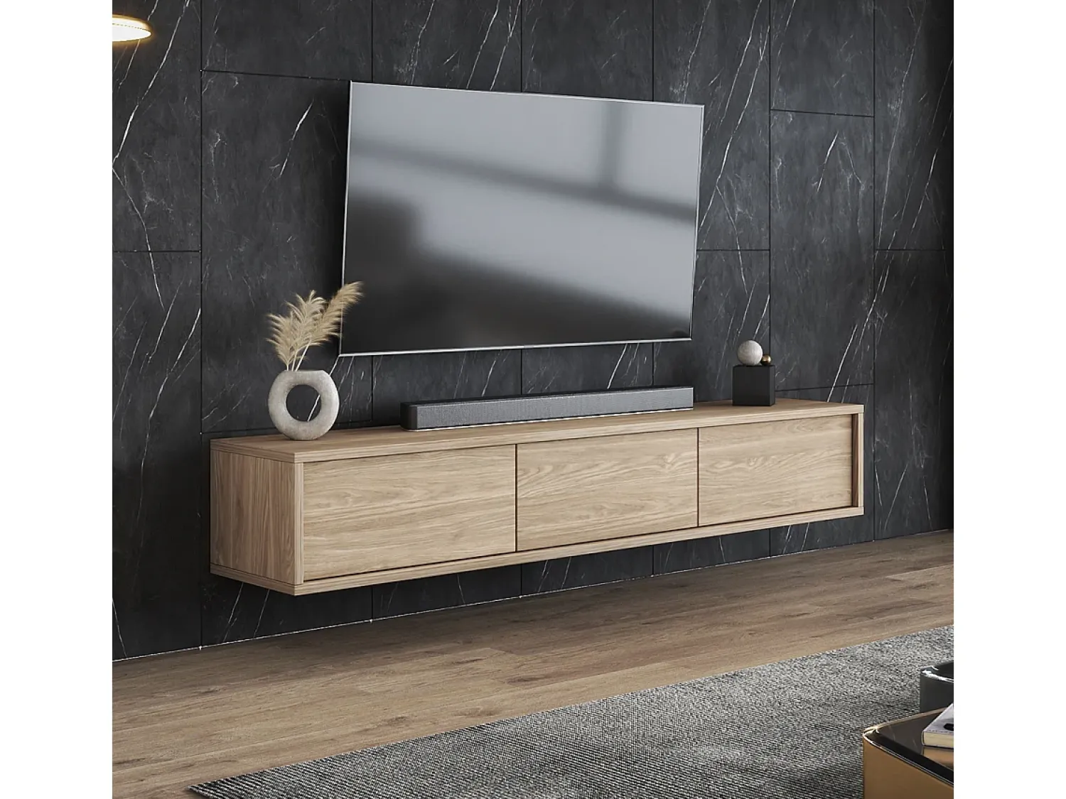 Móvel De Tv*Petits-Meubles Móvel TV 3 portas Idra madeira 180cm Natural claro