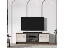 Hot Petits-Meubles Móvel TV 2 portas Kaius caxemira e madeira escura 160cm Bege