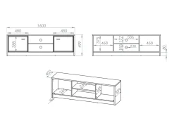 Hot Petits-Meubles Móvel TV 2 portas Kaius caxemira e madeira escura 160cm Bege