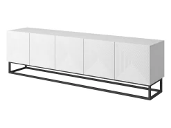 Outlet Móvel TV 5 portas laminado com pé metálico 200x40 cm Branco