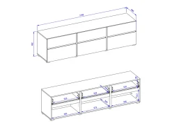 Best Petits-Meubles Móvel TV 3 portas Lilia 180cm Verde