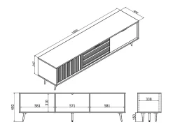 Móvel De Tv|Petits-Meubles Móvel TV 3 portas Luka madeira e 180cm Preto
