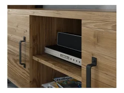 Móvel De Tv*Petits-Meubles Móvel TV 2 portas Lyam madeira e preto 147cm Castanho